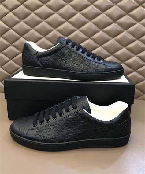 gucci ace sneakers mens black|gucci ace gg suede sneakers.